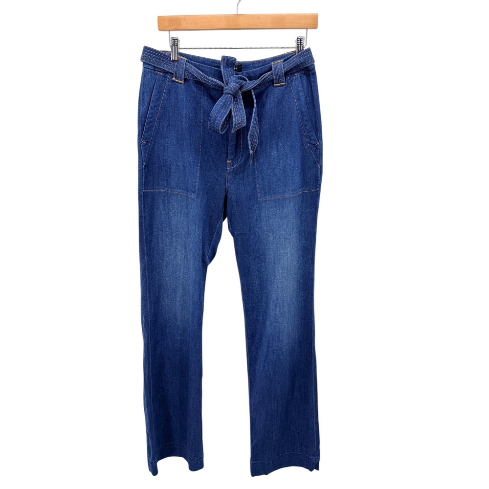 7 For All Mankind High Waisted Belted Wide Leg Denim Jeans Size 31 Paper Bag NWT